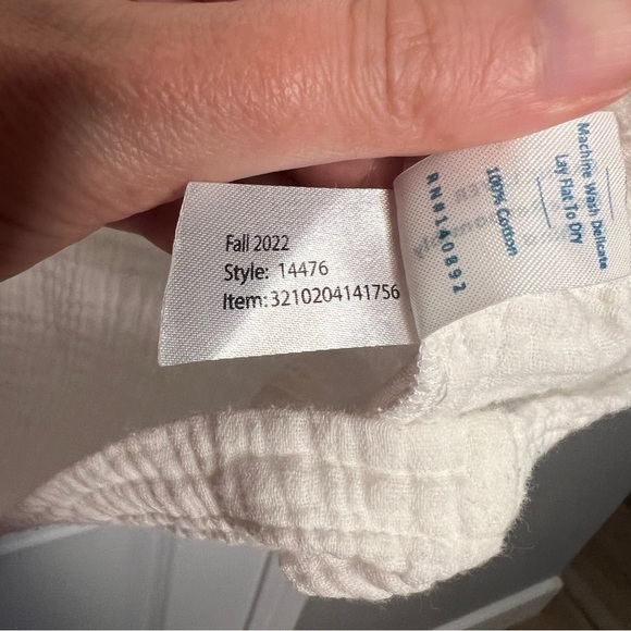 Marine Layer Jamie Banded Collar Double Cloth Top in White Size L cotton gauze - Picture 6 of 6